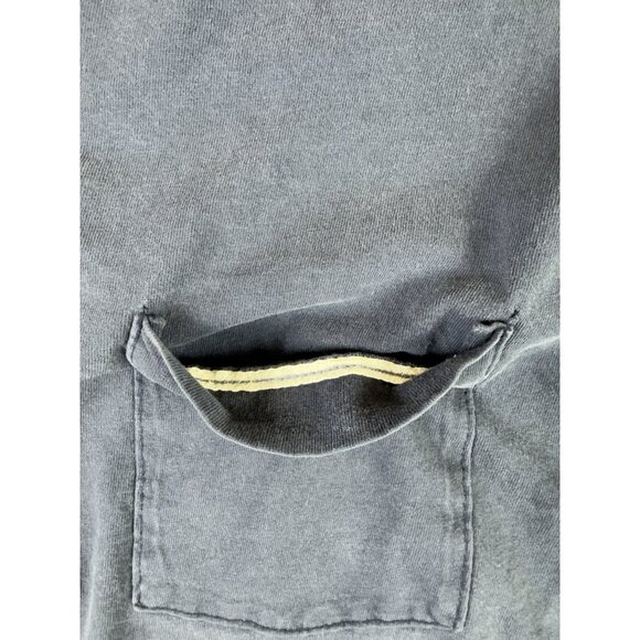 Rare Vintage 90s Blank Navy Blue Pocket Shirt Single Stitch Fruit Of The Loom - Picture 7 of 10